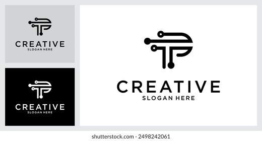 TP or PT initial letter logo design vector template