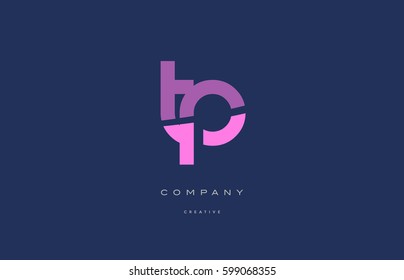 tp t p  pink blue pastel modern abstract alphabet company logo design vector icon template 