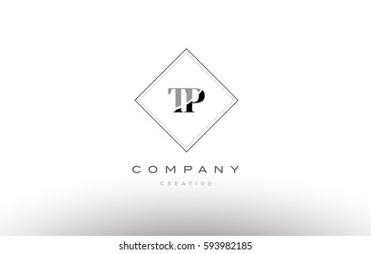 tp t p  retro vintage black white alphabet company letter logo line design vector icon template 