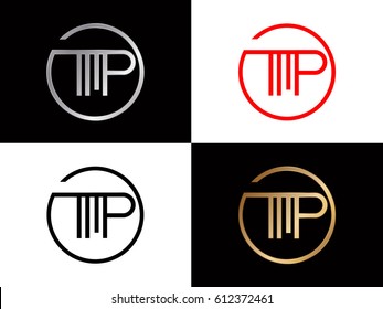 Tp Text Red Gold Black Silver Modern Creative Alphabet  Letter Logo Design Vector Icon