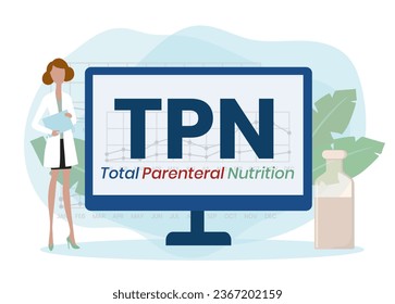 TPN - Total Parenteral Nutrition acronym. medical concept background. vector illustration concept with keywords. lettering illustration with icons for web banner, flyer, landing page