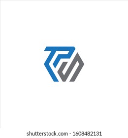 TPS unique letter logo design with blue and grey.