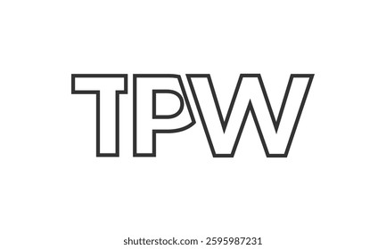 TPW logo design template with strong and modern bold text. Initial based vector logotype featuring simple and minimal typography. Trendy company identity ideal for businesses brand presence.