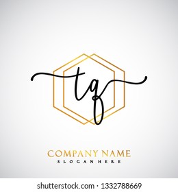 TQ Initial Handwriting logo template vector