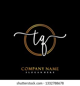 TQ Initial Handwriting logo template vector