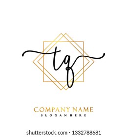 TQ Initial Handwriting logo template vector