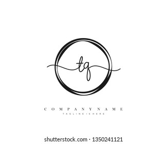 TQ initial handwriting logo template vector