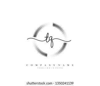 TQ initial handwriting logo template vector