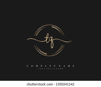 TQ initial handwriting logo template vector