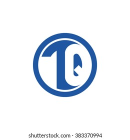 TQ initial letters circle business logo blue