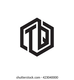 TQ initial letters looping linked hexagon monogram logo