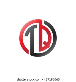 TQ initial letters looping linked circle logo red black
