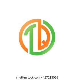 TQ initial letters looping linked circle logo orange green