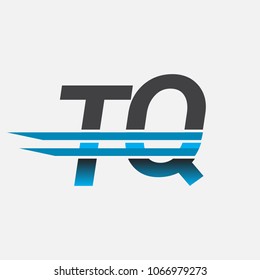 TQ initial logo company name colored black and blue, Simple and Modern Logo Design.