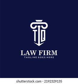 TQ initial monogram logo lawfirm with pillar design