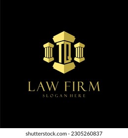 Logotipo de monograma inicial de TQ para la firma de abogados con diseño de hitos