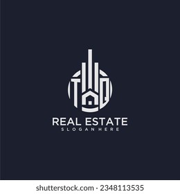 TQ initial monogram logo for real estate with creative circle design vector