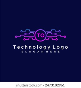 TQ initial monogram for technology logo with circle style design