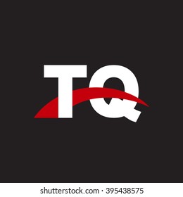 TQ initial overlapping swoosh letter logo white red black background