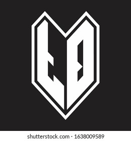 TQ Logo monogram with emblem line style isolated on black background