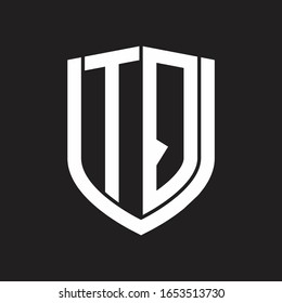 TQ Logo monogram with emblem shield design isolated on black background