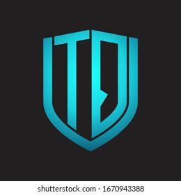 TQ Logo-Monogramm mit Emblem-Schild-Design einzeln auf schwarzem Hintergrund
