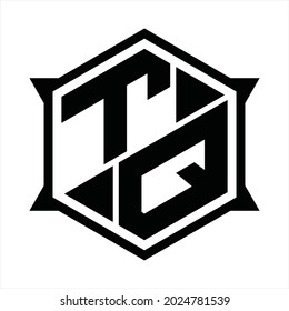 TQ Logo monogram with hexagon and sharp shape design template