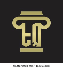 TQ Logo monogram with pillar style design template with gold colors