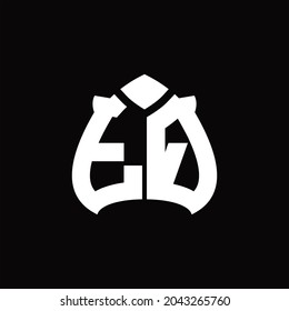 Monograma del logotipo de TQ con plantilla de diseño de forma de espacio sobre fondo negro