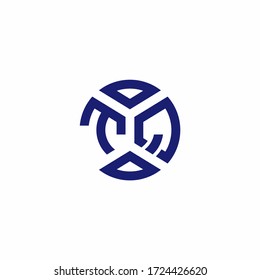 TQ-Monogramm-Logo mit abstrakten Formen in modernem Design-Template