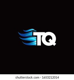 TQ monogram logo with blue fire style design template