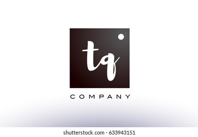TQ T Q black white handwritten handwriting alphabet company letter logo square design template dot dots creative abstract