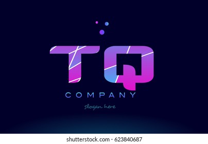tq t q  creative color blue background pink purple magenta alphabet letter company logo vector icon