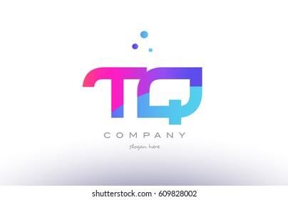 tq t q  creative pink purple blue modern dots creative alphabet gradient company letter logo design vector icon template