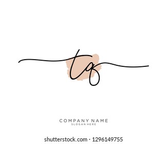 TQ T Q Initial handwriting logo template