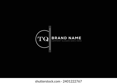 TQ White Letter monogram Logo Design with Black Background. T Q