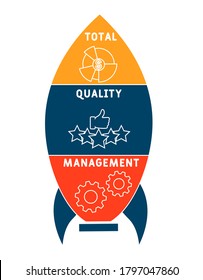 TQM  - total quality management. acronym business concept. vector illustration concept with keywords and icons. lettering illustration with icons for web banner, flyer, landing page, presentation