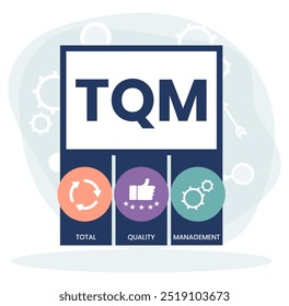 TQM - gestão da qualidade total. Plataforma. plano de fundo do conceito de negócios. Ilustração vetorial para banner de site, materiais de marketing, apresentação de negócios, publicidade online