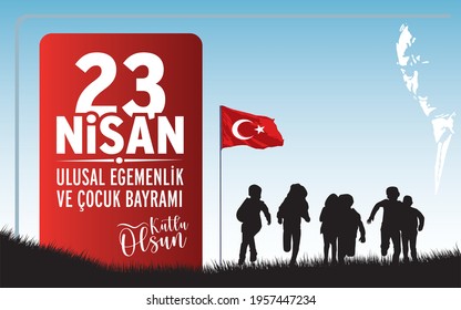 TR: Türkiye 23 Nisan Ulusal Egemenlik ve Çocuk Bayramı Vektörel Dizaynı. ENG: Turkish April 23 National Sovereignty and Children's Day vector design.