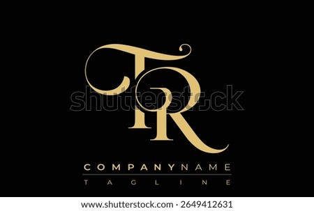 TR Abstract Creative Jewelry Logo. A stylish logo featuring golden monogram initials in an elegant and modern typography, perfect for branding