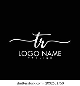 TR Initial Handwriting Logo Design Vector
