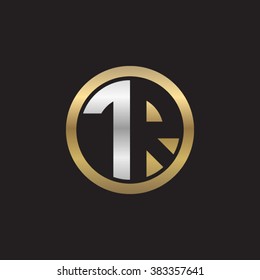 TR initial letters circle elegant logo golden silver black background
