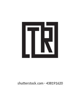 TR initial letters looping linked square monogram logo