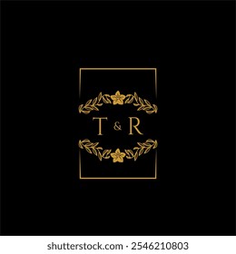 TR initial monogram decoration for wedding logo with creative square line