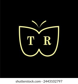 TR Iniciales de lujo logotipo de la mariposa ilustración vectorial