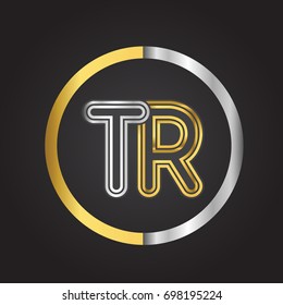 TR Letter logo in a circle. gold and silver colored. Vector design template elements for your business or company identity.