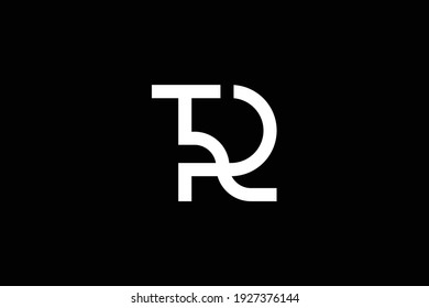 TR letter logo design on luxury background. RT monogram initials letter logo concept.  RT elegant and Professional white color letter icon design on black background.
