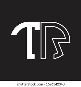 TR Letter logo monogram with oval shape negative space design template