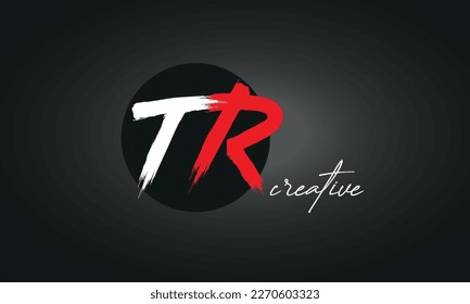 Icono del logotipo de pincel de las letras de TR, diseño de vectores elegantes