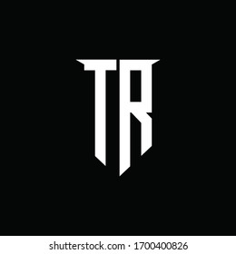 Monograma del logotipo TR con plantilla de diseño de estilo de escudo de emblemas
